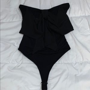 Arden B XS black bow front strapless bodysuit